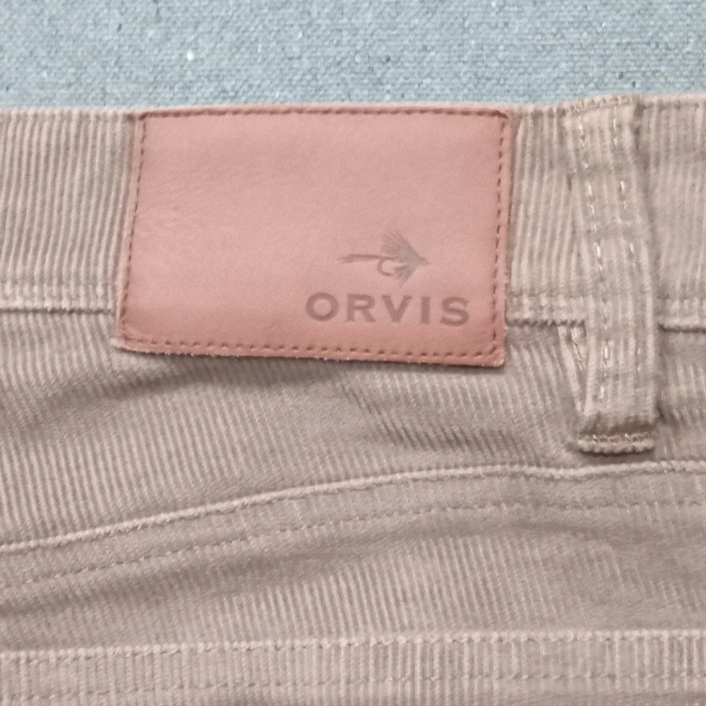 Orvis Mens 36x32 Five Pocket Corduroy Pants Tan Brown Straight Leg 1856 Casual